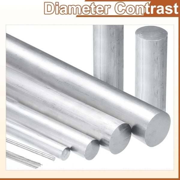 uxcell Aluminum Rod Industrial Grade Silver Cylindrical DIY-2