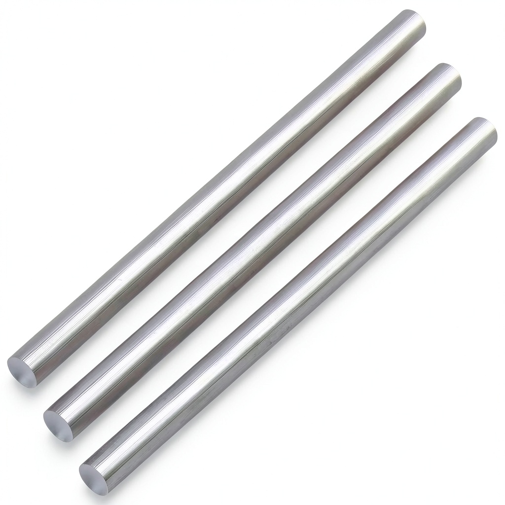 Close-up of 6061 aluminum rod showing smooth surface and precise dimensions