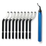 Deburring Tool Set with 10 HSS Blades and Anti Slip Aluminum Handle-0