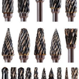 20 Pcs Carbide Burr Bits 1/8" Shank Compatible with Dremel Milwaukee Metal Grinding Wood Stone Steel Carving Cutting Engraving Grinder Kit Attachment Rotary Tool Accessories Set Harder Than Diamond-0